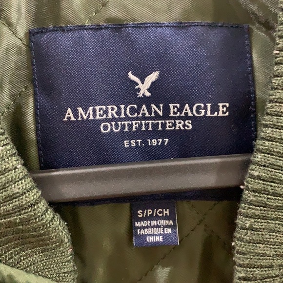 AMERICAN Eagle Women's Olive Green Bomber Jacket - Picture 4 of 5